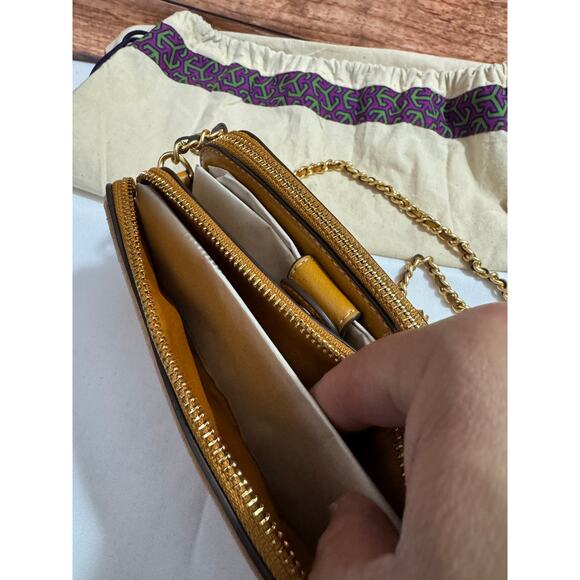 Tory Burch Fleming Pop Quilt Double Zip Mini Bag, Dark  TORY BURCH Fleming Pop Quilt Double Zip Mini Bag Dark Cannoli